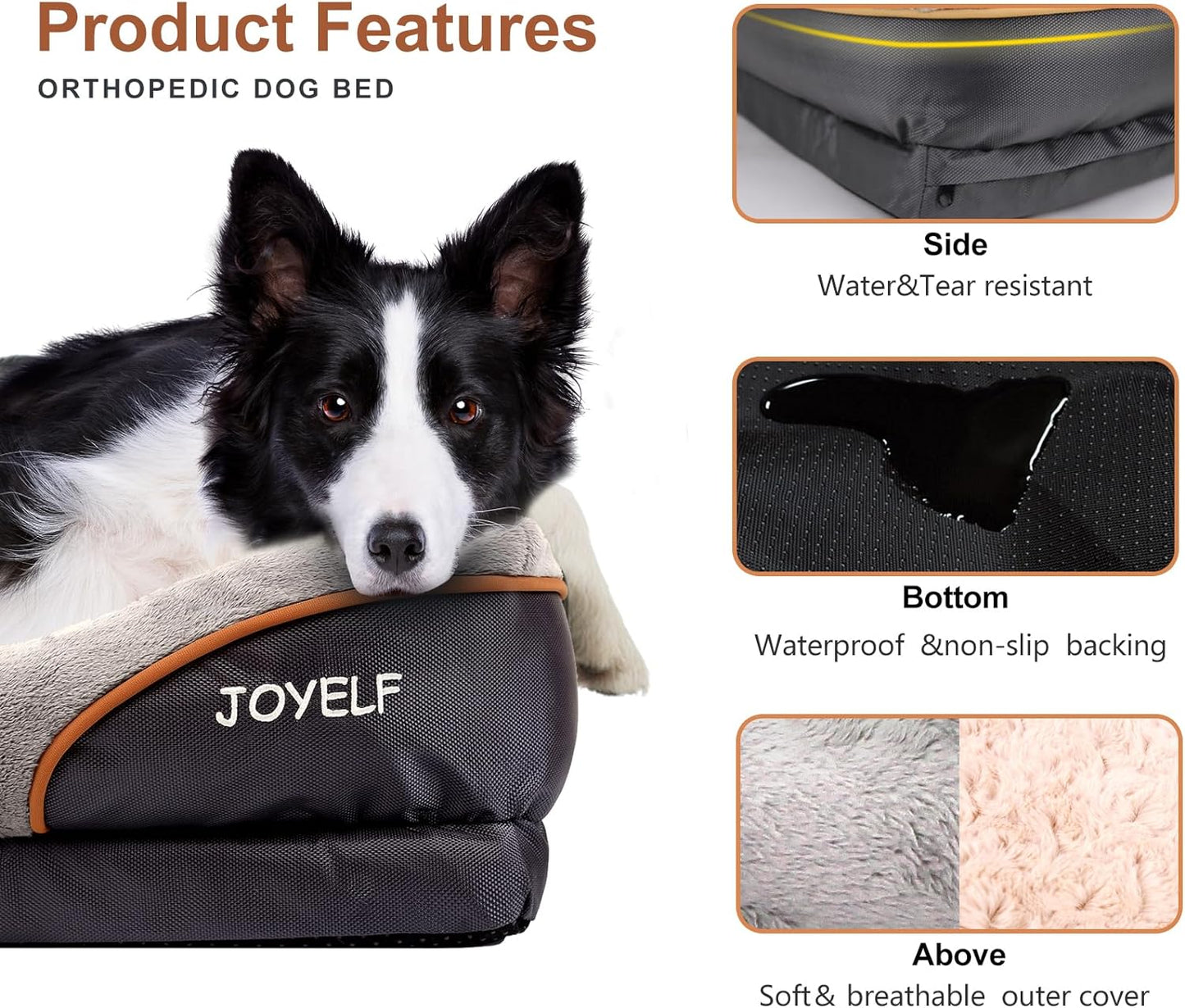 CloudComfort Large Memory Foam Dog Bed - Orthopedic Sofa with Removable Cover & Free Squeaker Toy