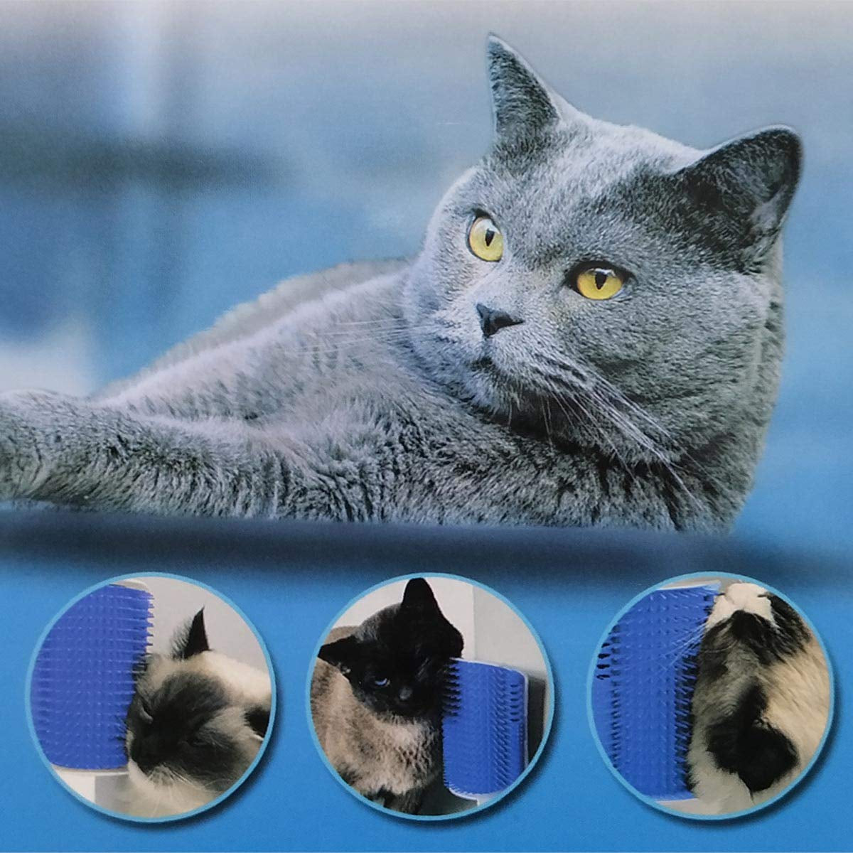 FurEase 2-Pack Self Groomer & Massage Comb - Wall Corner Scratcher with Catnip for Cats & Dogs