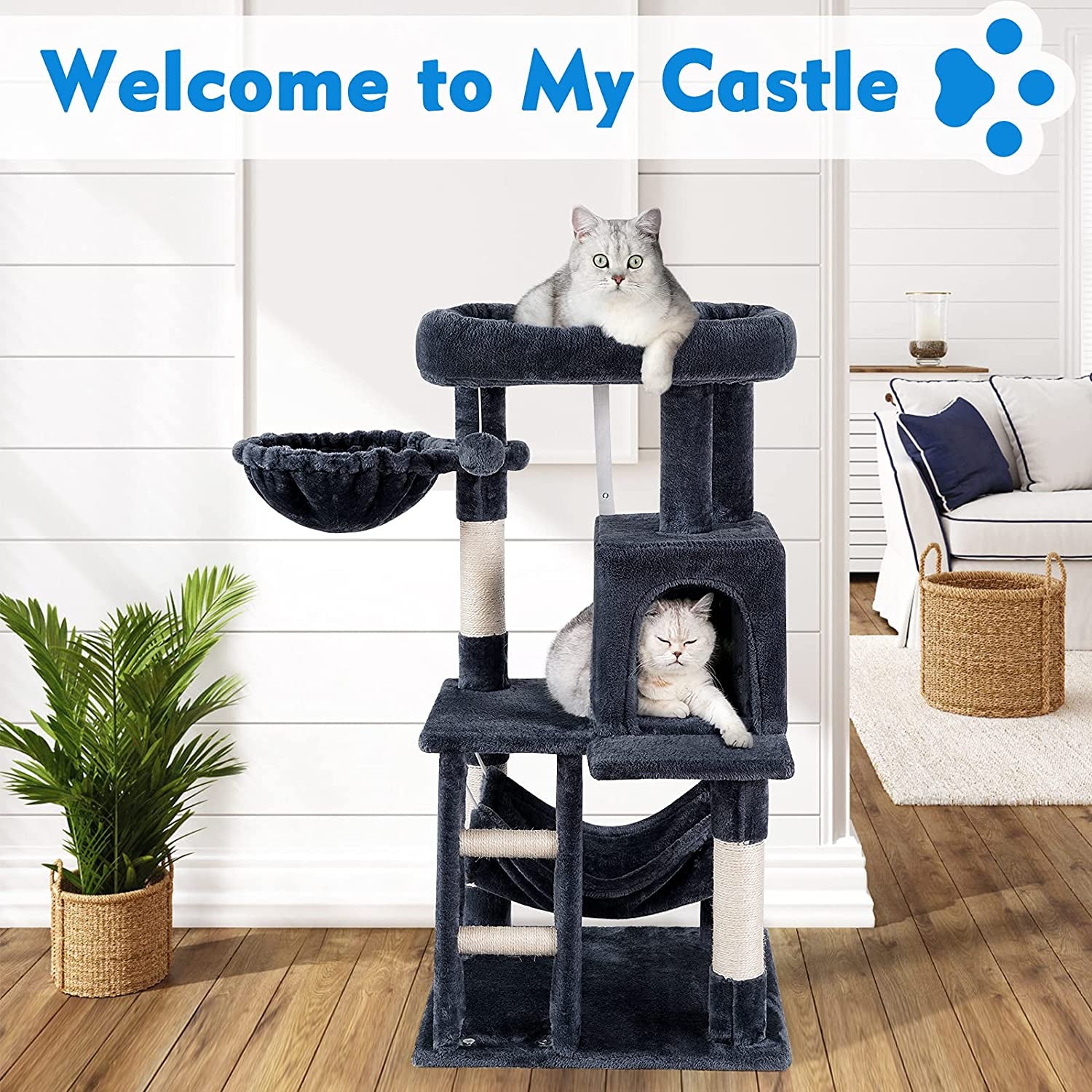 SkyClimb 39-Inch Cat Tree - Multi-Level Tower with Scratching Posts, Condo & Plush Perch for Kittens & Cats