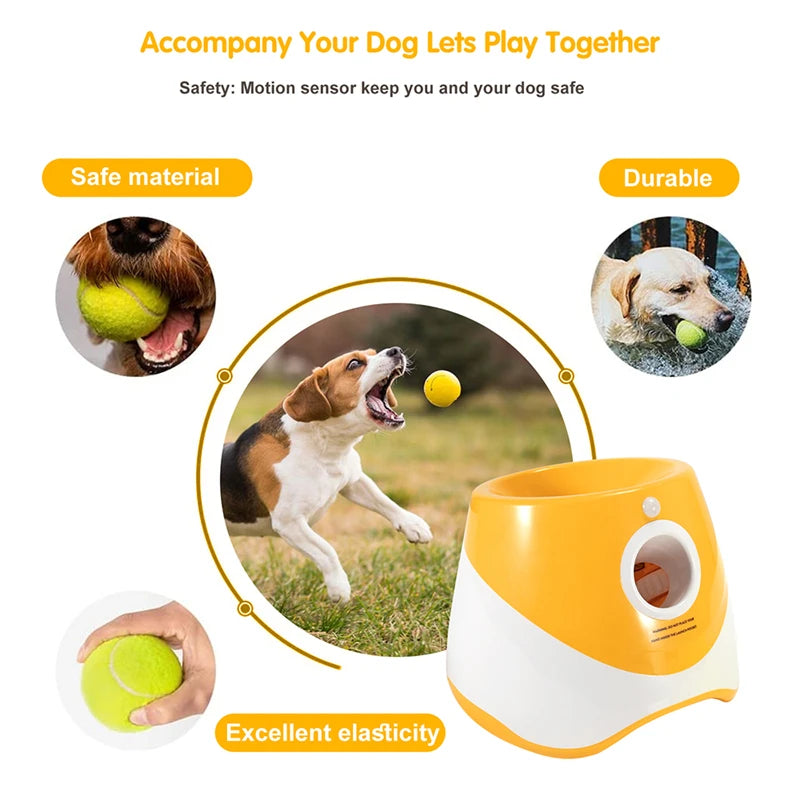 FetchMate Automatic Dog Tennis Launcher - Interactive Rechargeable Toy for Dogs & Cats to Chase