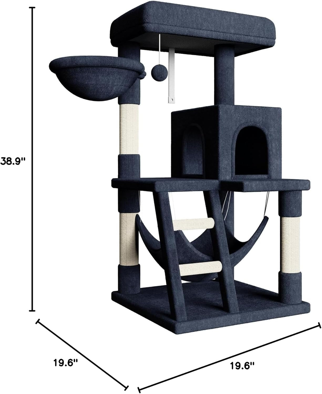 SkyClimb 39-Inch Cat Tree - Multi-Level Tower with Scratching Posts, Condo & Plush Perch for Kittens & Cats