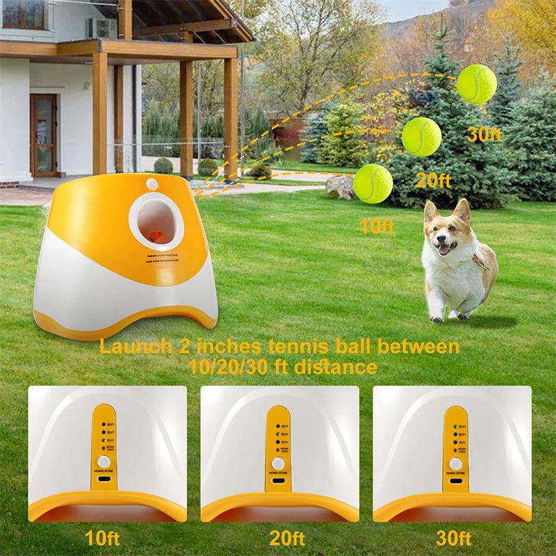 FetchMate Automatic Dog Tennis Launcher - Interactive Rechargeable Toy for Dogs & Cats to Chase