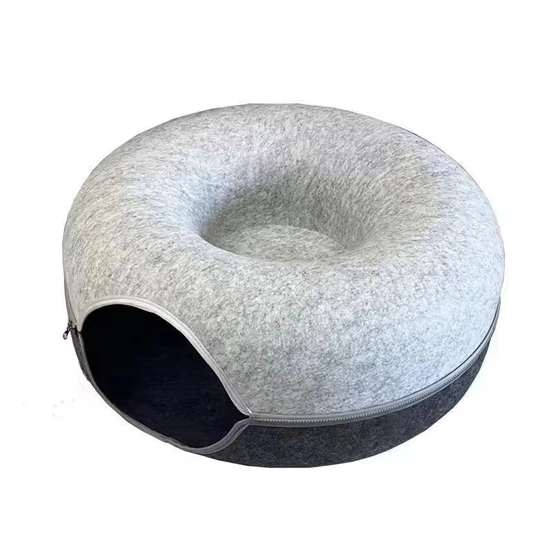 CozyTunnel Donut Cat Bed & Play Toy - Dual-Use Interactive Tunnel for Cats, Kittens, Ferrets & Rabbits