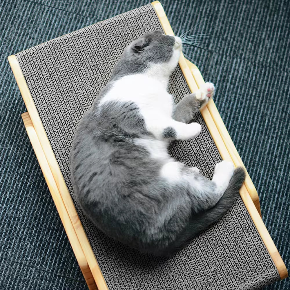 CatLounge 3-in-1 Wooden Scratcher & Lounge Bed - Detachable Scratching Post for Claw Training & Play