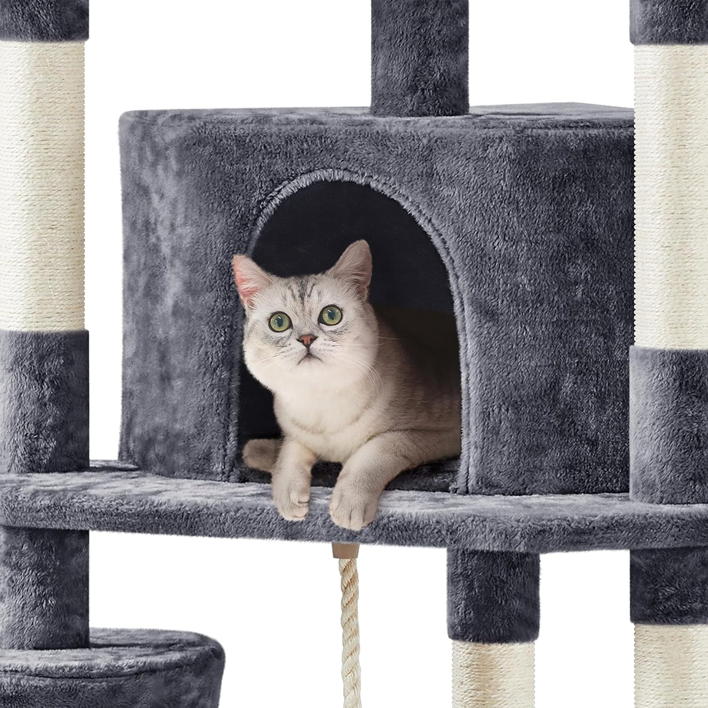 SkyPal 79-Inch Multi-Level Cat Tree - Sisal Scratching Posts, Plush Perches & Stable Condo for Cats & Kittens (Dark Gray)