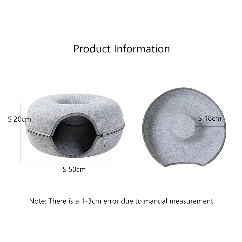 CozyTunnel Donut Cat Bed & Play Toy - Dual-Use Interactive Tunnel for Cats, Kittens, Ferrets & Rabbits