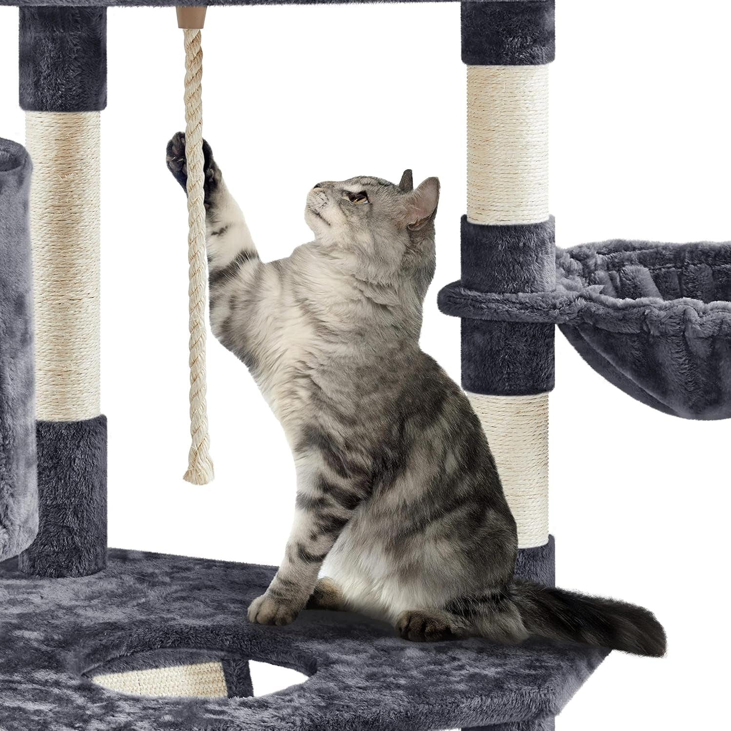 SkyPal 79-Inch Multi-Level Cat Tree - Sisal Scratching Posts, Plush Perches & Stable Condo for Cats & Kittens (Dark Gray)