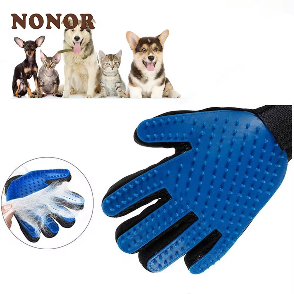 NONOR Silicone Pet Bath Brush & Grooming Glove - Rubber Massage Comb for Dogs & Cats