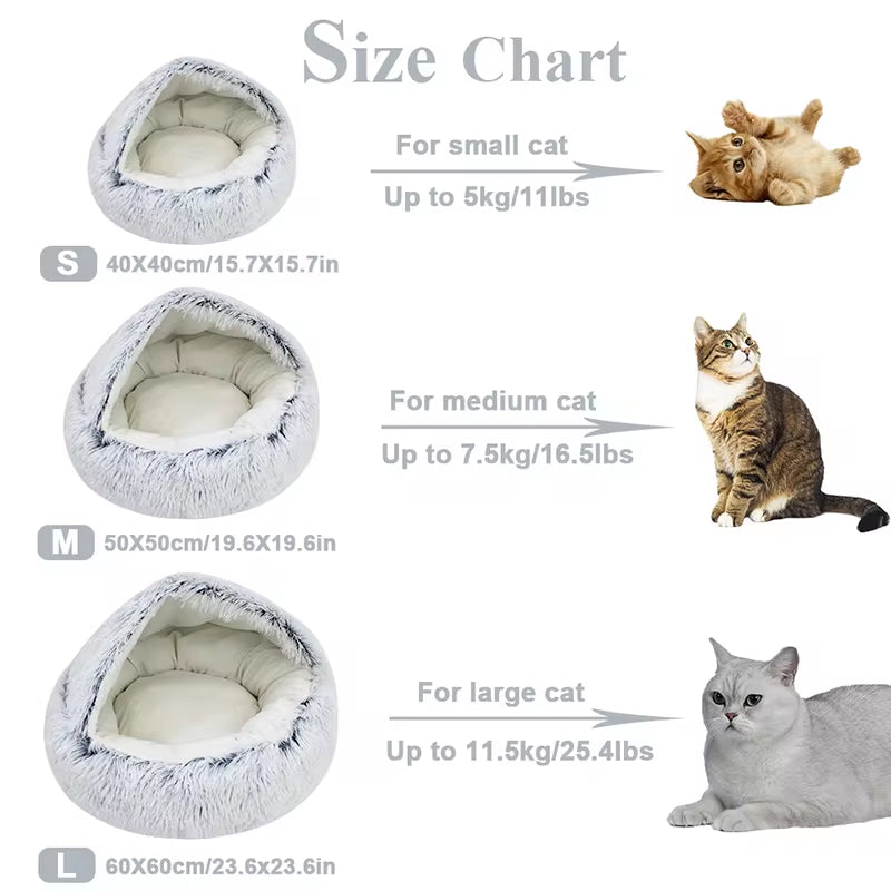 CozyNest 2-in-1 Winter Plush Cat Bed & Basket - Warm Cat House, Sleep Bag & Nest for Small Dogs & Cats