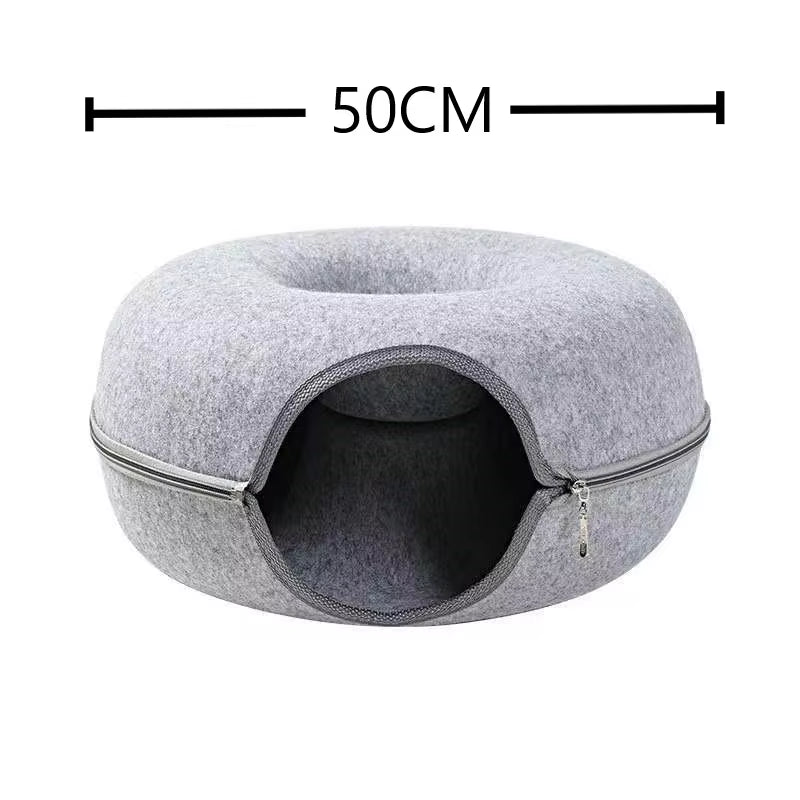 CozyTunnel Donut Cat Bed & Play Toy - Dual-Use Interactive Tunnel for Cats, Kittens, Ferrets & Rabbits