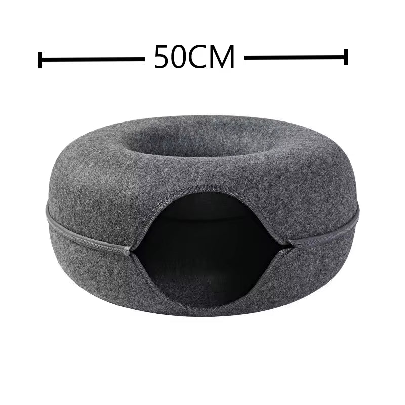 CozyTunnel Donut Cat Bed & Play Toy - Dual-Use Interactive Tunnel for Cats, Kittens, Ferrets & Rabbits