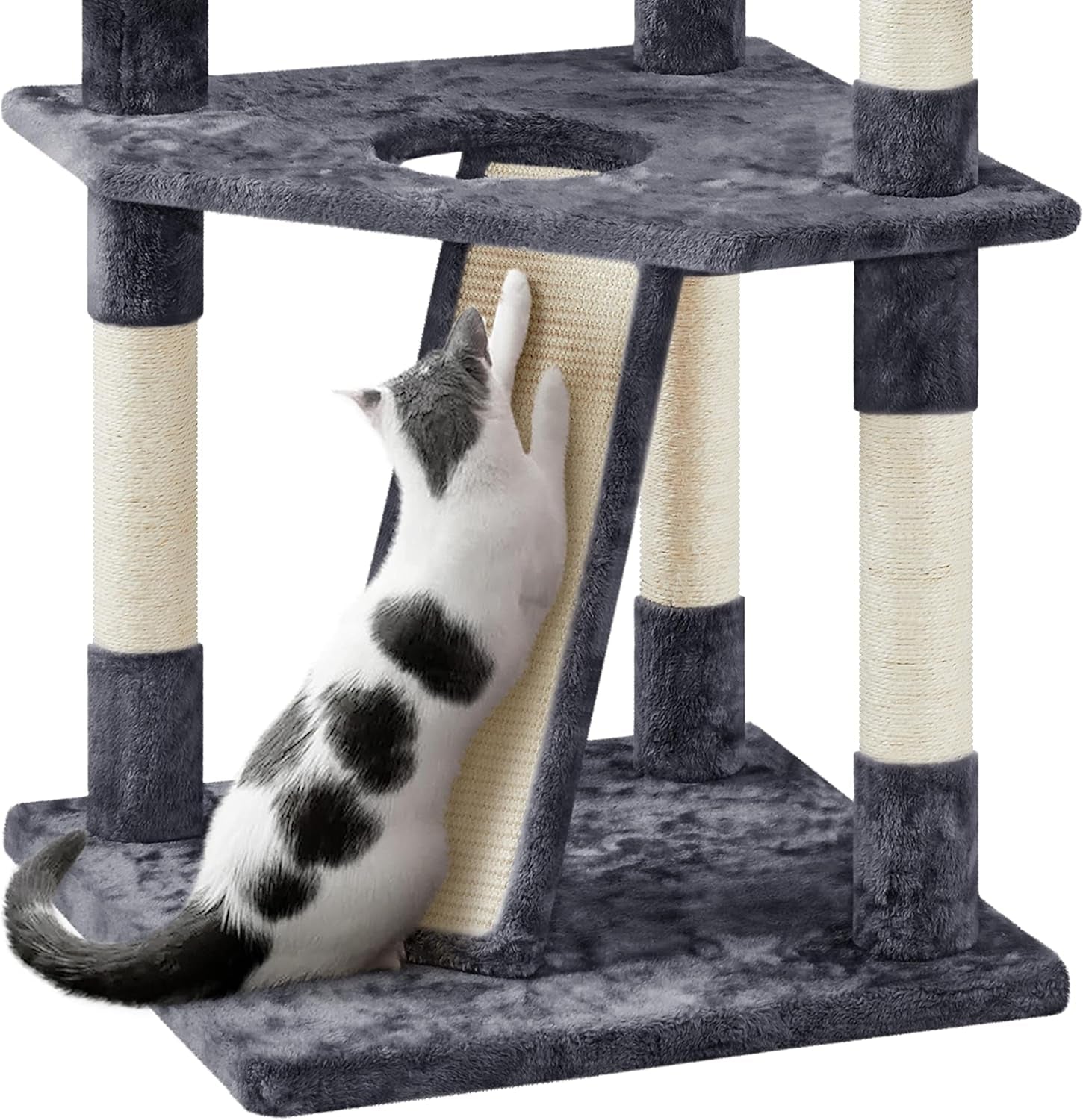 SkyPal 79-Inch Multi-Level Cat Tree - Sisal Scratching Posts, Plush Perches & Stable Condo for Cats & Kittens (Dark Gray)